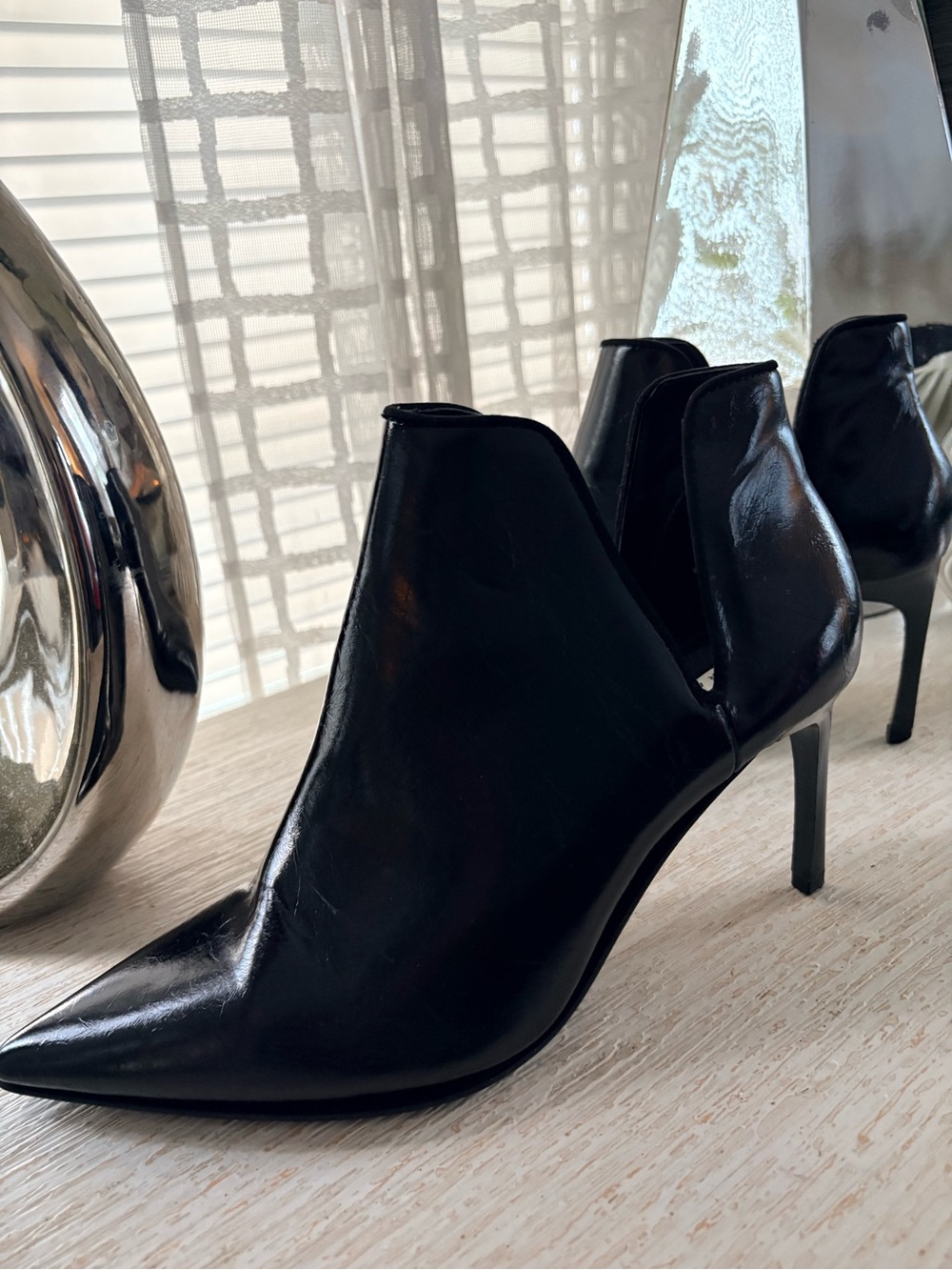 Zara Black Faux Leather Ankle 
Booties Size 41/10